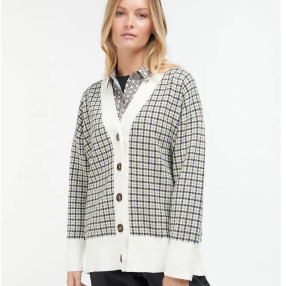 BARBOUR HEBRIDES Classic Checkered Women's Cardigan size U.S. 6 - Picture 2 of 9